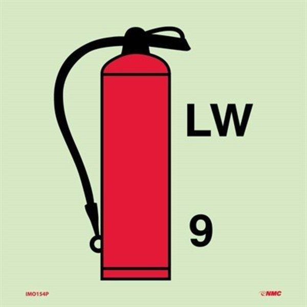 Nmc Symbol Fire Extinguisher Foam Imo Label, 6 in Height, 6 in Width, Glow Vinyl Laminated IMO154P